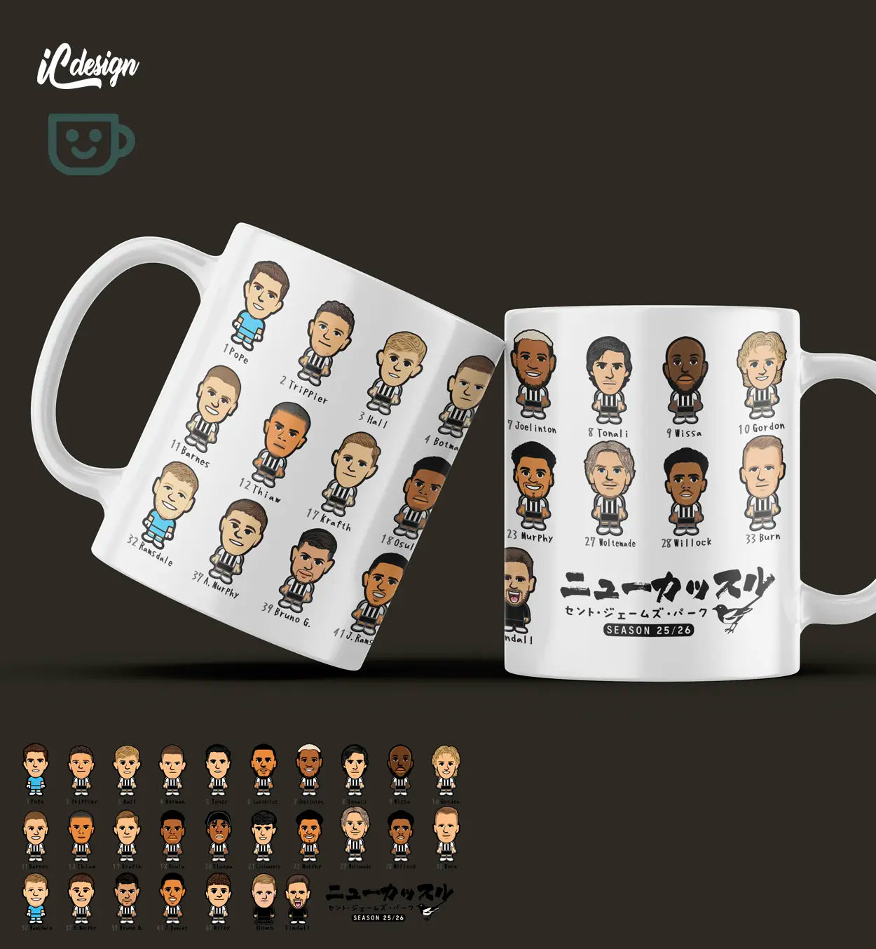 CP007 紐卡素25/26  足球陣容骨瓷杯