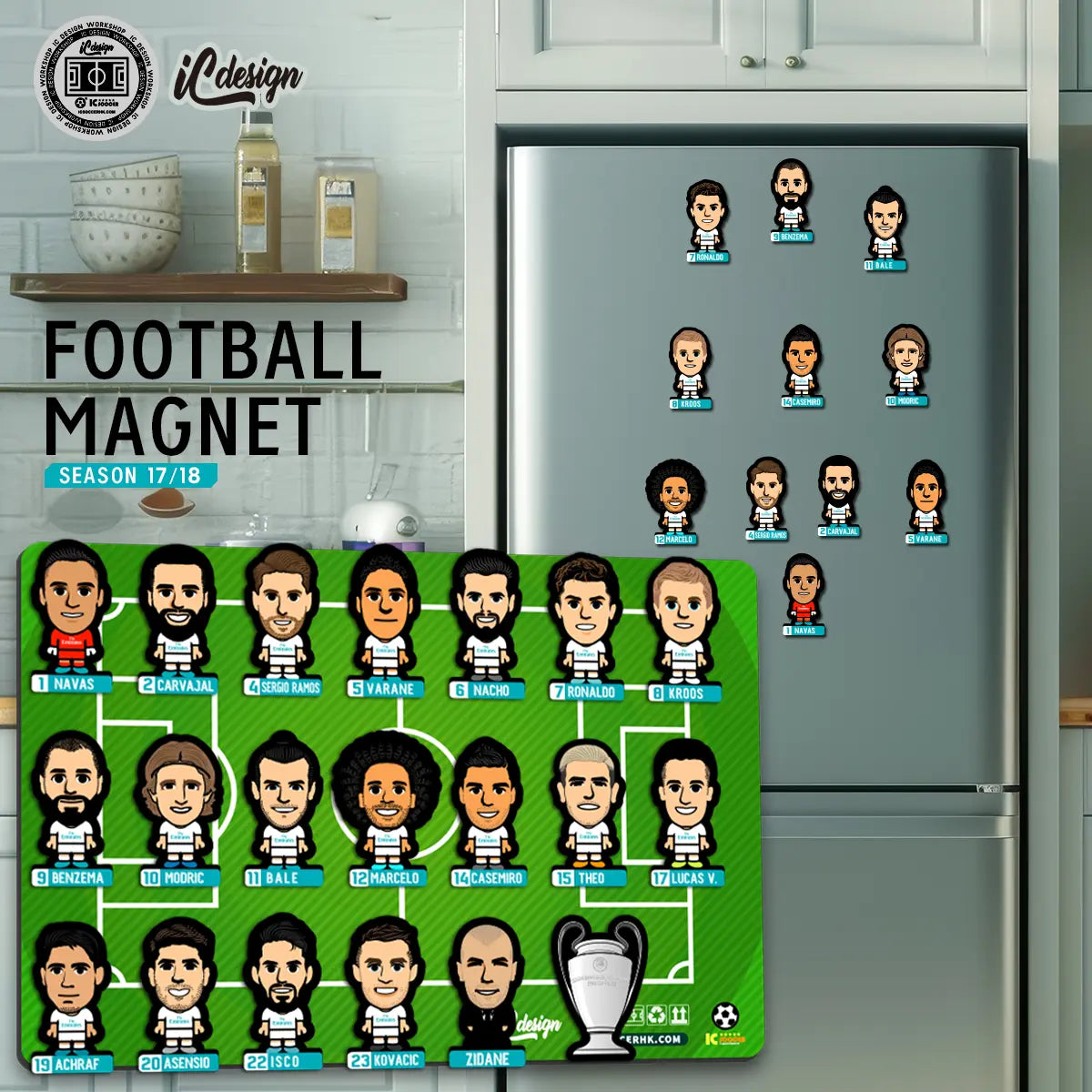 MA209 經典皇馬  球季17/18 Q版人形排陣磁石